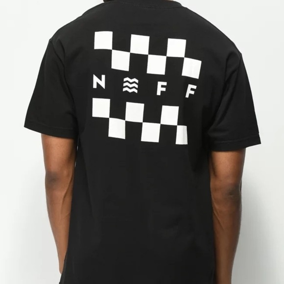 Neff Checkerboard Teal Blue Skater Snow Ski T-Shirt XL - Picture 5 of 7